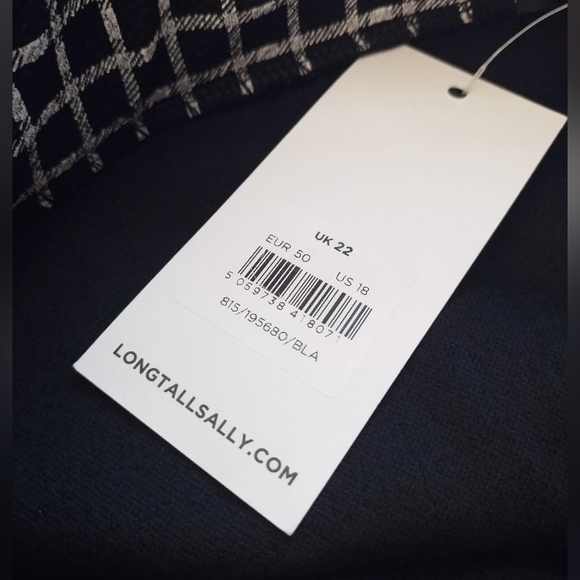 NWT Long Tall Sally Size 18 Black with White Check Slim Leg Trouser, Pan… - Picture 4 of 6